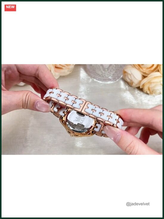 Luxury Ceramic Stainless Steel Women\'s Dress Watch Quartz Diamond Accents